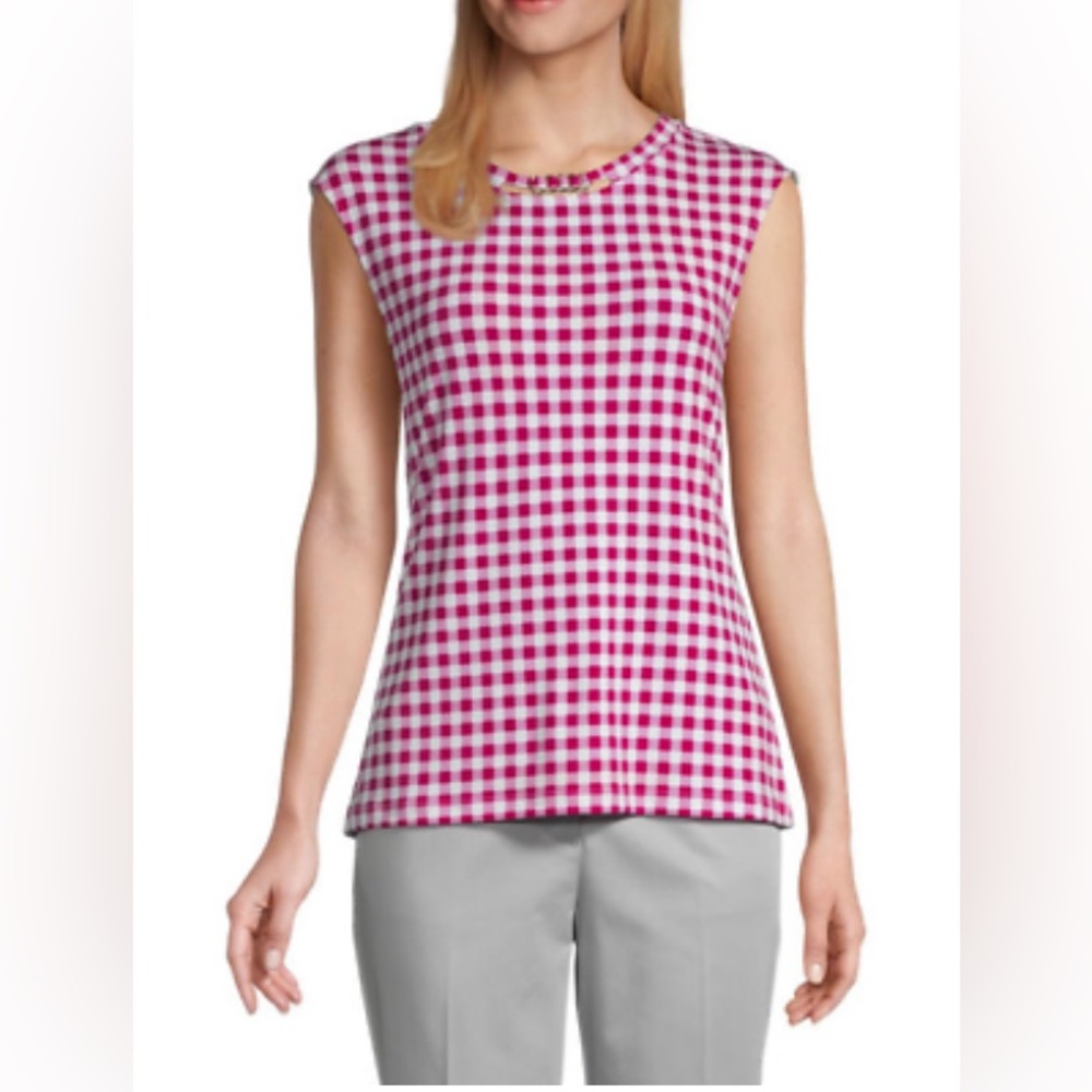 Liz Claiborne pink and white check blouse. Sz Small